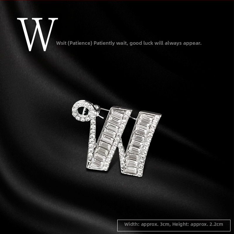 Broš od legure s slovima engleske abecede, rhinestones, dijamantni završetak, unisex dodatak za poklon