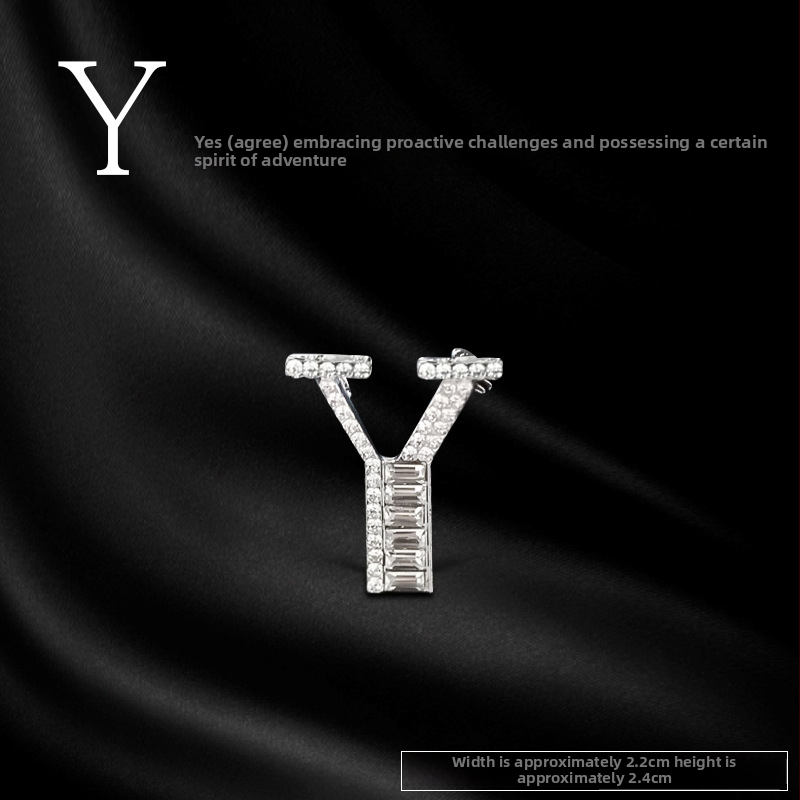 Broš od legure s slovima engleske abecede, rhinestones, dijamantni završetak, unisex dodatak za poklon