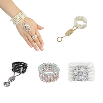 Gatsby- inspirirana narukvica s integriranim prstenom, legura, dijamantni završetak, Twice Happy, ženski modni dodatak za ruku