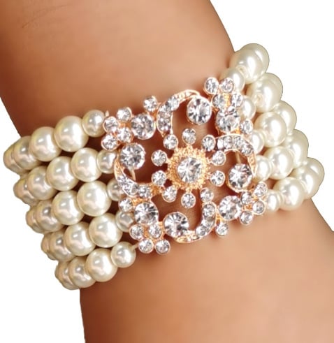 Gatsby- inspirirana narukvica s integriranim prstenom, legura, dijamantni završetak, Twice Happy, ženski modni dodatak za ruku