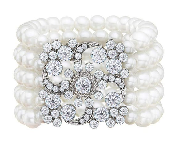 Gatsby- inspirirana narukvica s integriranim prstenom, legura, dijamantni završetak, Twice Happy, ženski modni dodatak za ruku