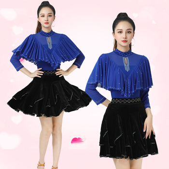 Sieviešu deju topā no konopja un elastāna ar dimanta dekoru, stāvošs apkaklis, 3/4 piedurknes (50% elastāns)