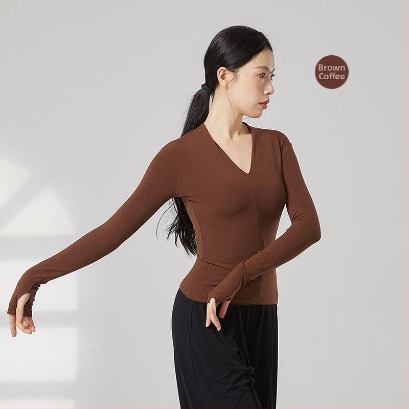 Sieviešu garajām piedurknēm V kakla deju bodijs – vilnas flisa audums, 31,5% akrila, oderē vilnas flisa, piemērots skatuvei, latīņu un tautas dejām