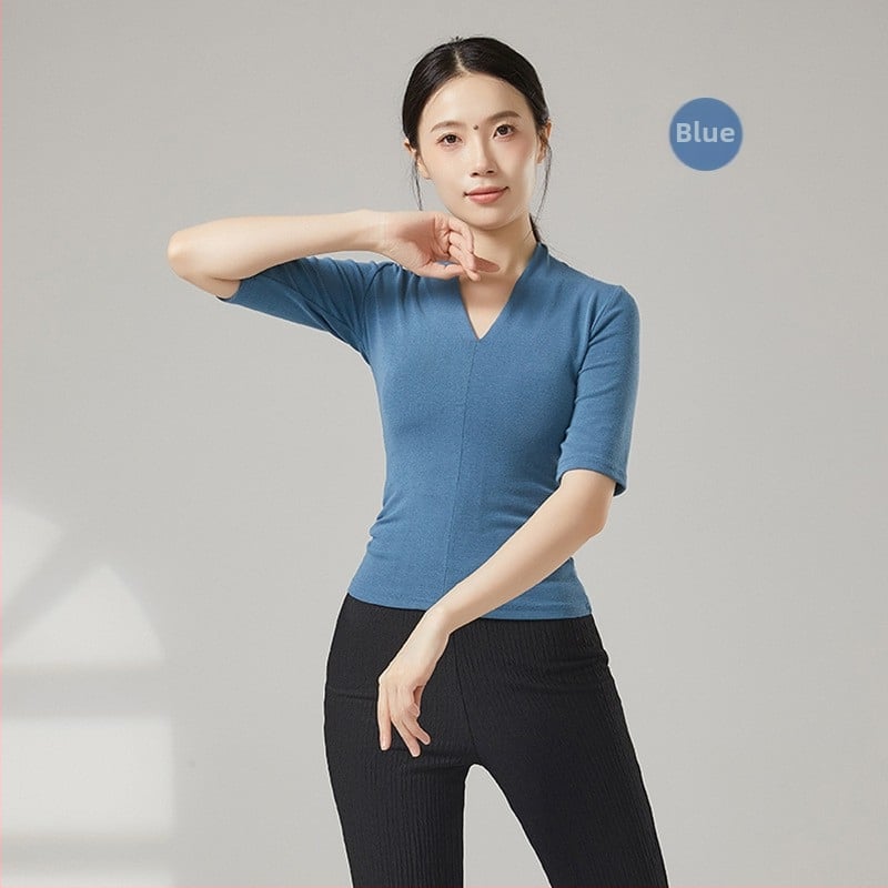 Sieviešu garajām piedurknēm V kakla deju bodijs – vilnas flisa audums, 31,5% akrila, oderē vilnas flisa, piemērots skatuvei, latīņu un tautas dejām