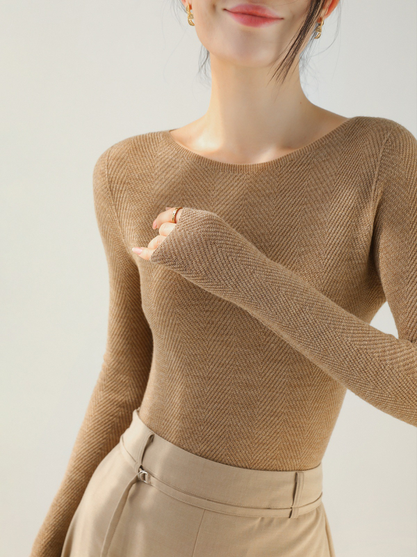 Ženski pleteni džemper od vune 95%+, bezšavni dizajn, polovični turtleneck, uski kroj, ležerni stil