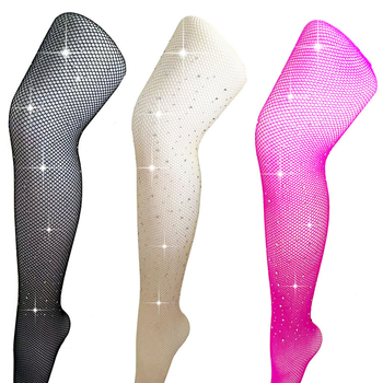 Vaikų nailoninės kojinės su tinklu ir kristalais, užkerta užsikabinimo riziką, šokių treniruotėms