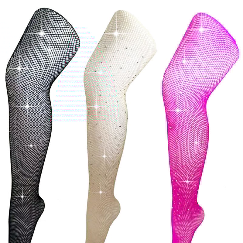 Vaikų nailoninės kojinės su tinklu ir kristalais, užkerta užsikabinimo riziką, šokių treniruotėms