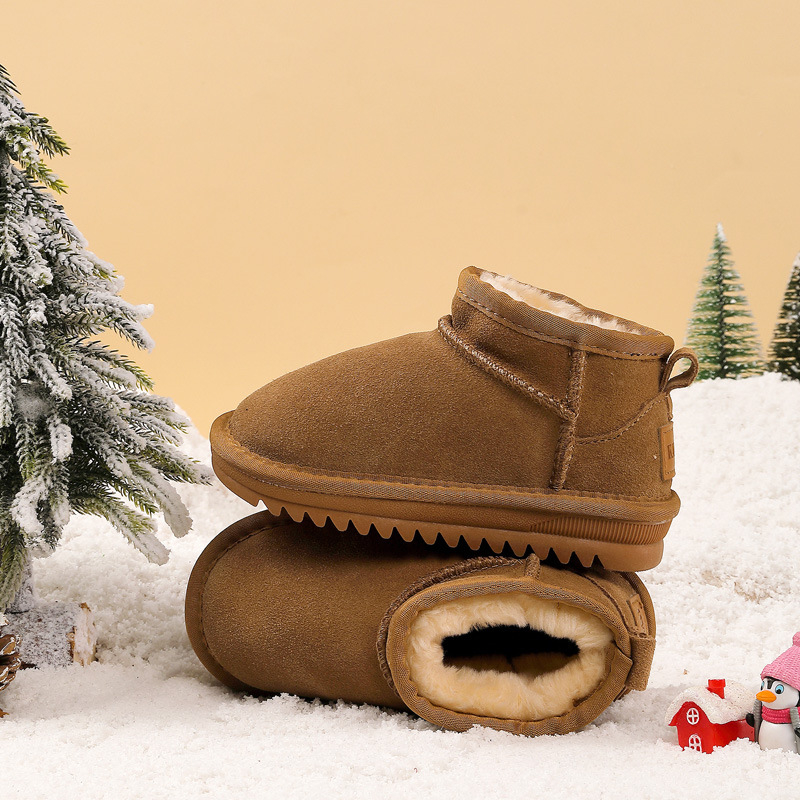 Ovo bērnu potītes zābaki no liellopu ādas – vienkāršs stils 1–3 gadi