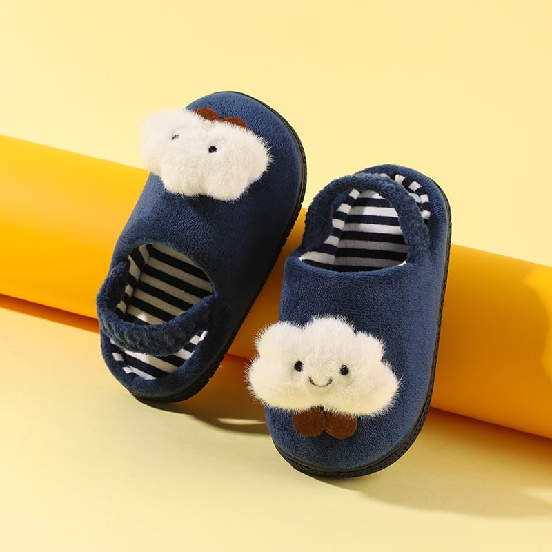 Bērnu čības iekšējai izmantošanai ar cartoon rakstu, universālas, augšdaļa no baby fleece, zole no TPR, vecums 1–6 gadi, zīmols Fawn mili, rudens–ziema 2025