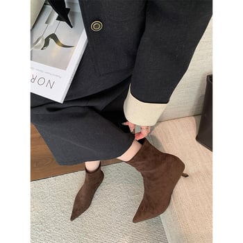 Moterų pirštuotos aukštakulnės, mikropluošto viršus, plonas 6–8 cm kulnas, guminė danga