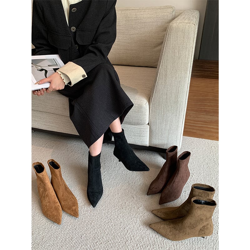 Moterų pirštuotos aukštakulnės, mikropluošto viršus, plonas 6–8 cm kulnas, guminė danga