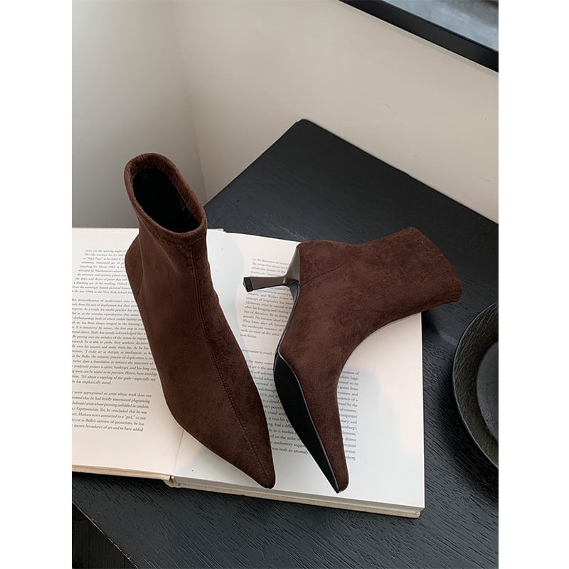 Moterų pirštuotos aukštakulnės, mikropluošto viršus, plonas 6–8 cm kulnas, guminė danga