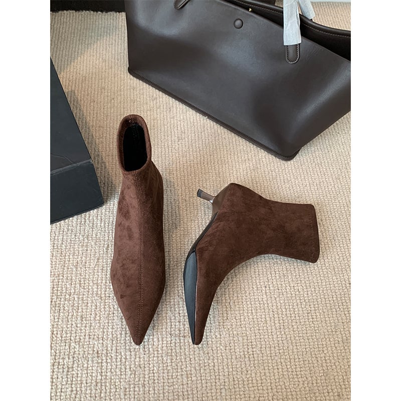 Moterų pirštuotos aukštakulnės, mikropluošto viršus, plonas 6–8 cm kulnas, guminė danga