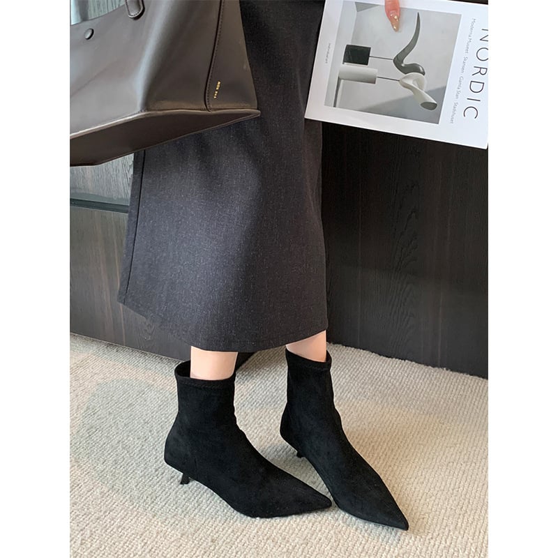 Moterų pirštuotos aukštakulnės, mikropluošto viršus, plonas 6–8 cm kulnas, guminė danga