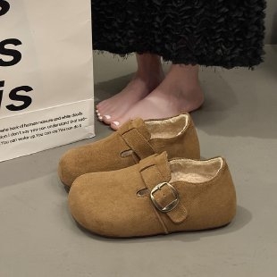 Ženske loaferice od nubuk kože s kopčom, unutarnje povećana debela potplata, gumena potplata, srednja visina peta 3-5 cm