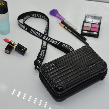 Cietā korpusa ceļojumu kosmētikas soma, ABS+PC materiāls, poliestera oderējums, pilsētas vienkāršs stils, ūdensizturīga, rāvējslēdzēja aizvērums