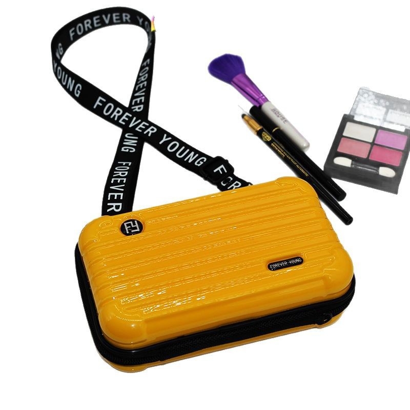 Cietā korpusa ceļojumu kosmētikas soma, ABS+PC materiāls, poliestera oderējums, pilsētas vienkāršs stils, ūdensizturīga, rāvējslēdzēja aizvērums