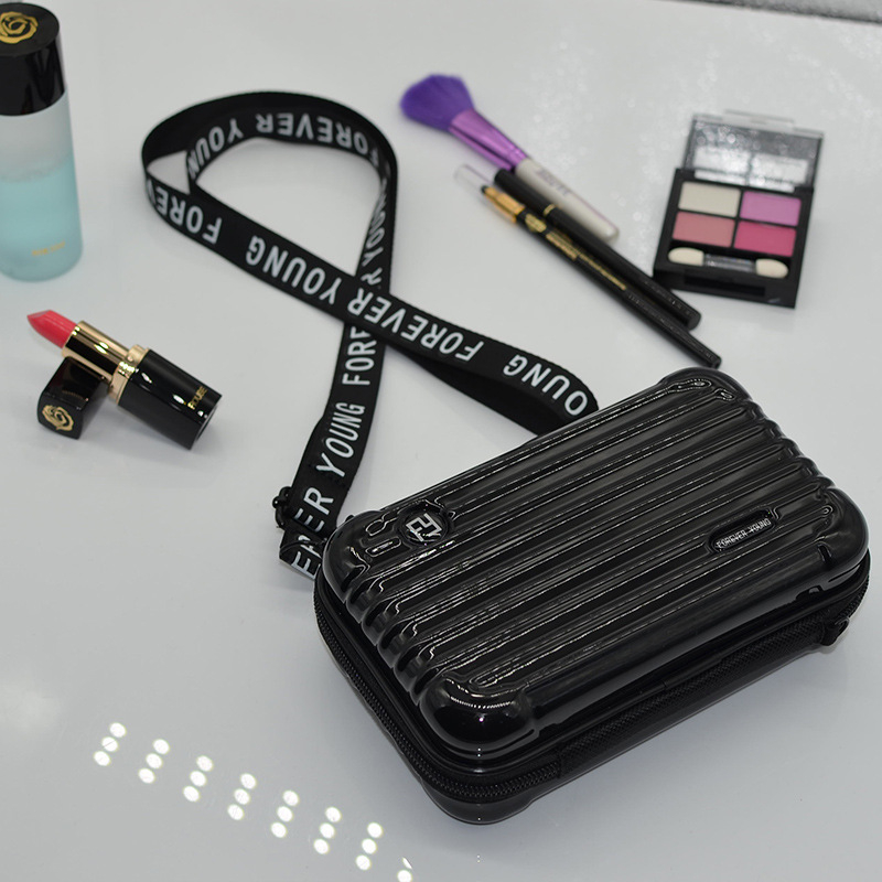 Cietā korpusa ceļojumu kosmētikas soma, ABS+PC materiāls, poliestera oderējums, pilsētas vienkāršs stils, ūdensizturīga, rāvējslēdzēja aizvērums