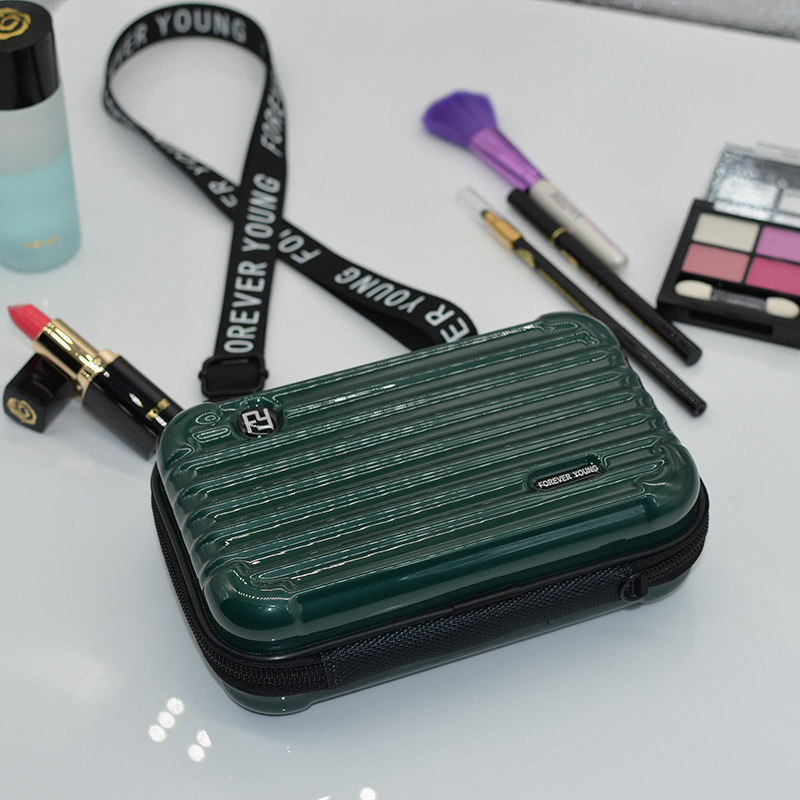 Cietā korpusa ceļojumu kosmētikas soma, ABS+PC materiāls, poliestera oderējums, pilsētas vienkāršs stils, ūdensizturīga, rāvējslēdzēja aizvērums