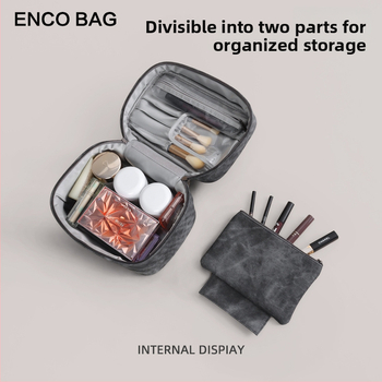 Kosmētikas soma ikdienas lietošanai, pilsētas minimālisma stils, PU materiāls, svītrainais raksts, iekšējā odere poliesters, produkta kods Yk-ybwnzk