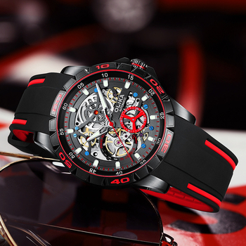 Muški automatski skeletni sat s tourbillonom, dvostrani, 43 mm brojčanik, 50 m vodootpornost, luminescencijski indikatori, Seagull mehanizam