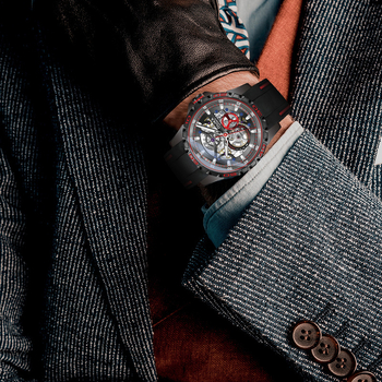 Muški automatski skeletni sat s tourbillonom, dvostrani, 43 mm brojčanik, 50 m vodootpornost, luminescencijski indikatori, Seagull mehanizam