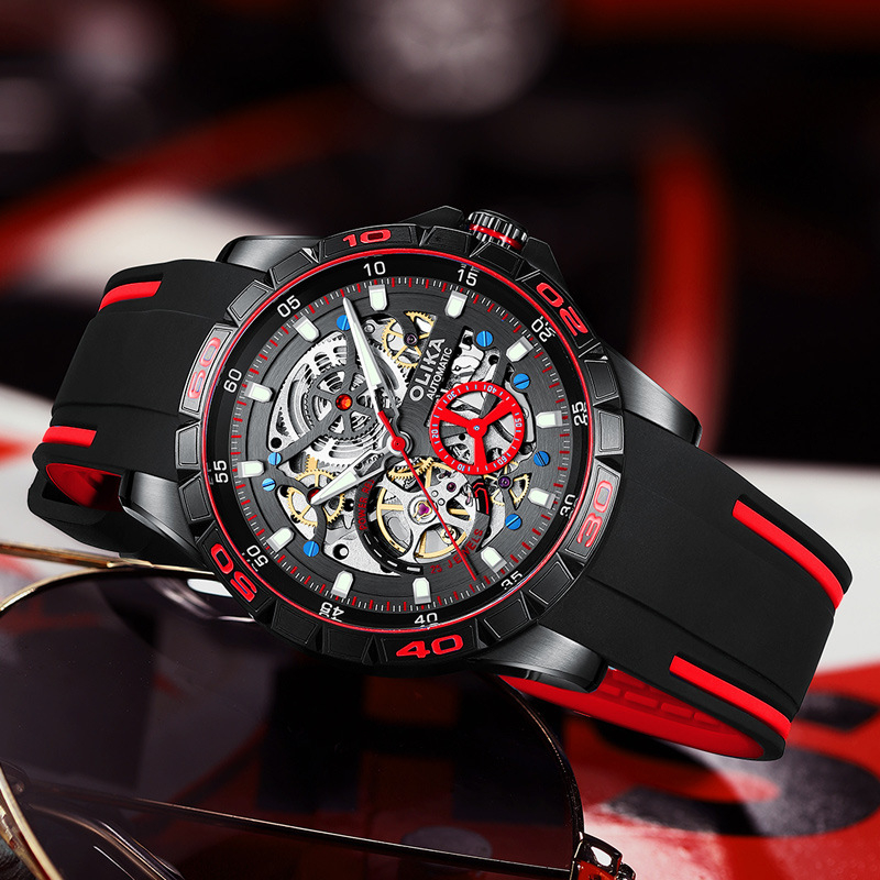Muški automatski skeletni sat s tourbillonom, dvostrani, 43 mm brojčanik, 50 m vodootpornost, luminescencijski indikatori, Seagull mehanizam