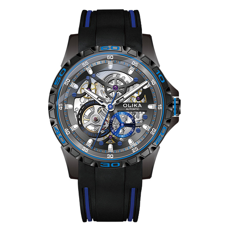 Muški automatski skeletni sat s tourbillonom, dvostrani, 43 mm brojčanik, 50 m vodootpornost, luminescencijski indikatori, Seagull mehanizam