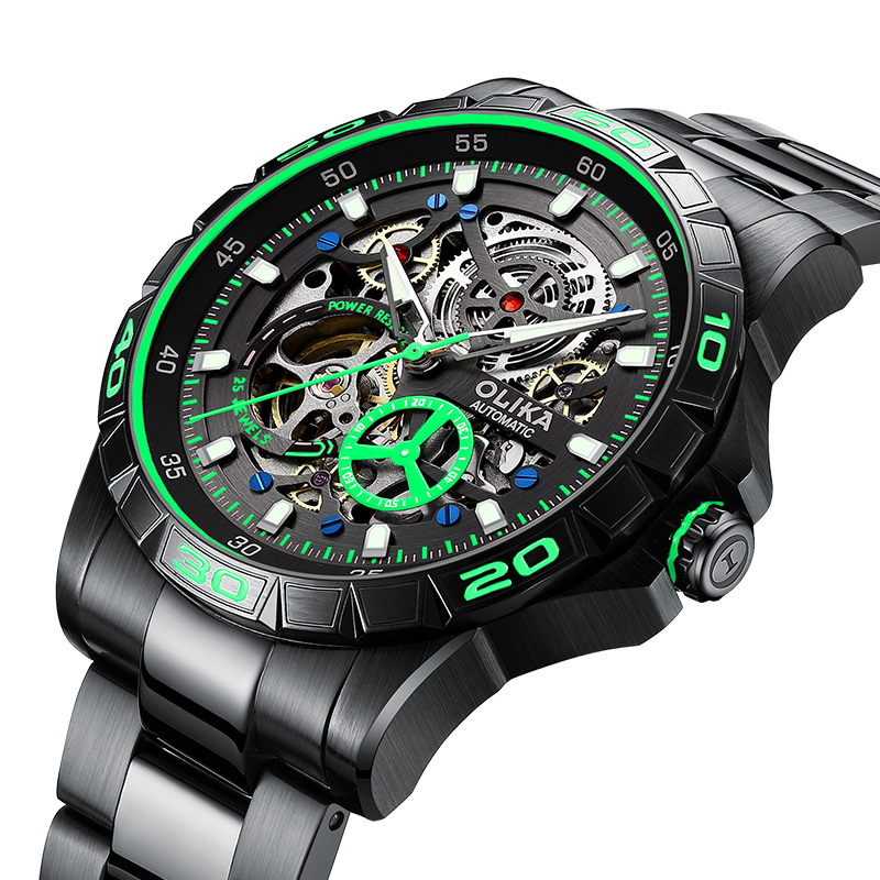 Muški automatski skeletni sat s tourbillonom, dvostrani, 43 mm brojčanik, 50 m vodootpornost, luminescencijski indikatori, Seagull mehanizam