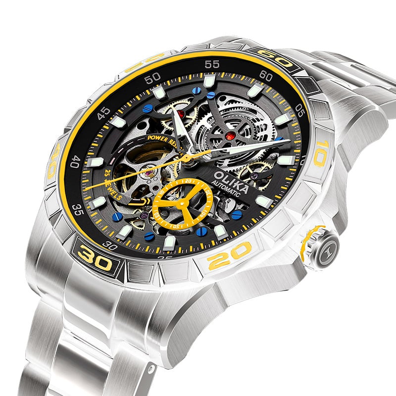 Muški automatski skeletni sat s tourbillonom, dvostrani, 43 mm brojčanik, 50 m vodootpornost, luminescencijski indikatori, Seagull mehanizam