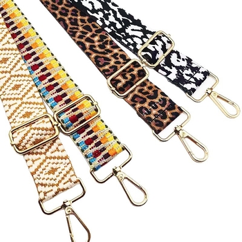 Ευρύ λουρί για τσάντα, ρυθμιζόμενος, από βαμβάκι και λινό, κεντημένα μοτίβα, για τσάντες crossbody