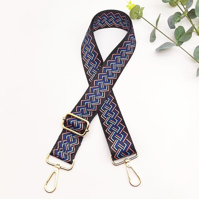 Ευρύ λουρί για τσάντα, ρυθμιζόμενος, από βαμβάκι και λινό, κεντημένα μοτίβα, για τσάντες crossbody