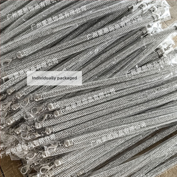 Ιμάντας αλυσίδας διακοσμημένος με διαμάντια, 14 σειρών, για βραδινή τσάντα, ριγέ μοτίβο, κρυσταλλικό υλικό, ανθεκτικό στη φθορά