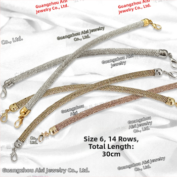 Ιμάντας αλυσίδας διακοσμημένος με διαμάντια, 14 σειρών, για βραδινή τσάντα, ριγέ μοτίβο, κρυσταλλικό υλικό, ανθεκτικό στη φθορά