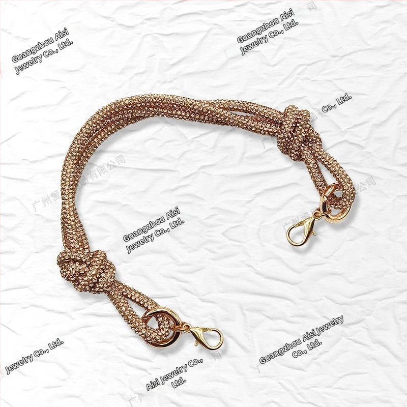 Ιμάντας αλυσίδας διακοσμημένος με διαμάντια, 14 σειρών, για βραδινή τσάντα, ριγέ μοτίβο, κρυσταλλικό υλικό, ανθεκτικό στη φθορά