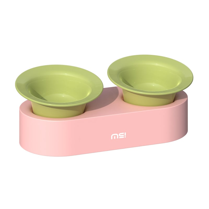 Mochi κεραμικό διπλό μπολ γάτας με κεκλιμένο άκρο για φαγητό και νερό — υλικά: κεραμικά και PP