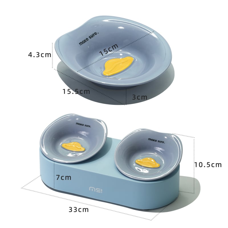 Mochi κεραμικό διπλό μπολ γάτας με κεκλιμένο άκρο για φαγητό και νερό — υλικά: κεραμικά και PP