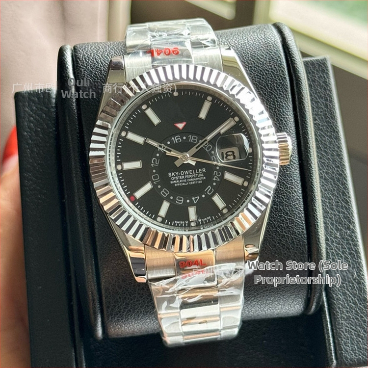 Vīriešu automātiska mehāniskā pulksteņa, biznesa stils, nerūsējošā tērauda korpuss un siksna, kustība 2813, apaļš cifers ar pārklātu stiklu, analogo displeju ar cipariem, spirāl krona, veikala garantija