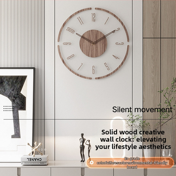 Canovoe 8813 sienas pulkstenis, apaļš, ar bateriju darbība, vienmērīgs sekundes kustība, korpuss no stikla un koka