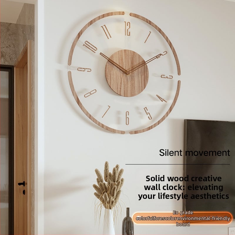 Canovoe 8813 sienas pulkstenis, apaļš, ar bateriju darbība, vienmērīgs sekundes kustība, korpuss no stikla un koka