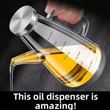 Duo One aliejaus indas iš aukštos borosilikatinio stiklo su spausdintu logotipu, didelė talpa, modernus minimalistinis stilius