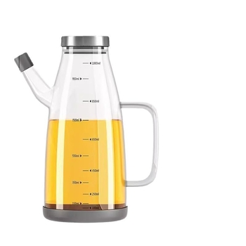 Duo One aliejaus indas iš aukštos borosilikatinio stiklo su spausdintu logotipu, didelė talpa, modernus minimalistinis stilius