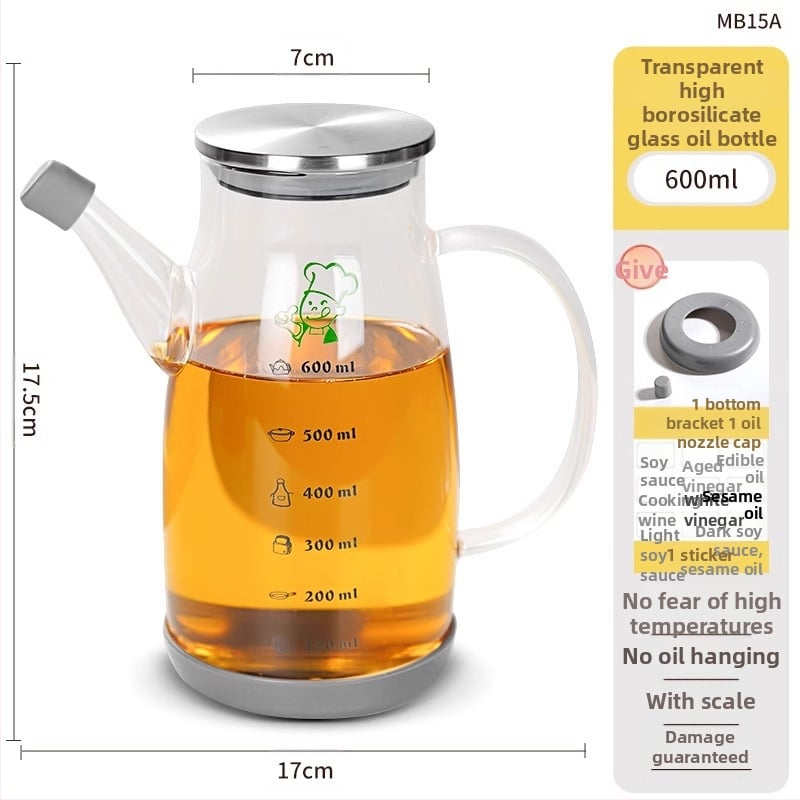 Duo One aliejaus indas iš aukštos borosilikatinio stiklo su spausdintu logotipu, didelė talpa, modernus minimalistinis stilius