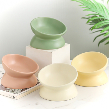 Keraminė vandens dubenėlis katėms su kaklo apsauga ir apsauga nuo apvertimo — naminių gyvūnėlių ėdalo dubuo, prekinis ženklas Pomeranian pottery