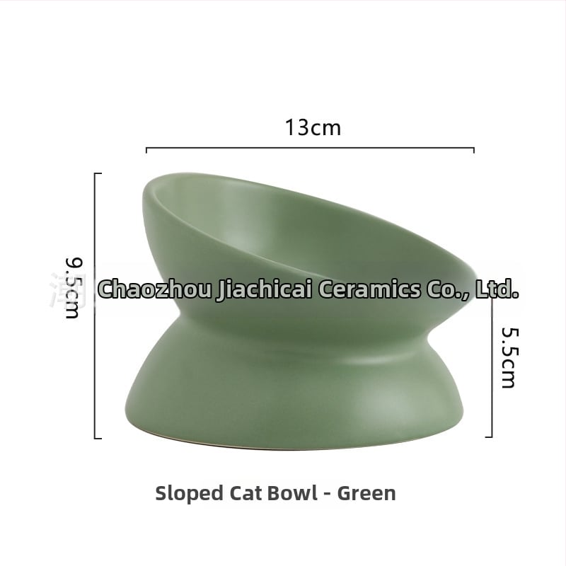 Keraminė vandens dubenėlis katėms su kaklo apsauga ir apsauga nuo apvertimo — naminių gyvūnėlių ėdalo dubuo, prekinis ženklas Pomeranian pottery