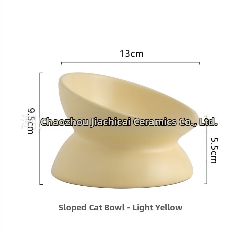 Keraminė vandens dubenėlis katėms su kaklo apsauga ir apsauga nuo apvertimo — naminių gyvūnėlių ėdalo dubuo, prekinis ženklas Pomeranian pottery