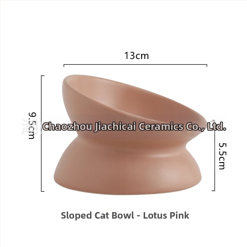 Keraminė vandens dubenėlis katėms su kaklo apsauga ir apsauga nuo apvertimo — naminių gyvūnėlių ėdalo dubuo, prekinis ženklas Pomeranian pottery