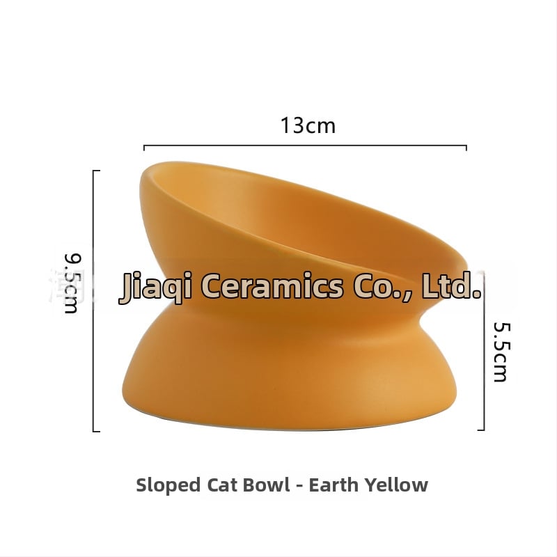 Keraminė vandens dubenėlis katėms su kaklo apsauga ir apsauga nuo apvertimo — naminių gyvūnėlių ėdalo dubuo, prekinis ženklas Pomeranian pottery