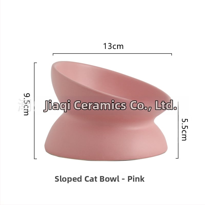 Keraminė vandens dubenėlis katėms su kaklo apsauga ir apsauga nuo apvertimo — naminių gyvūnėlių ėdalo dubuo, prekinis ženklas Pomeranian pottery