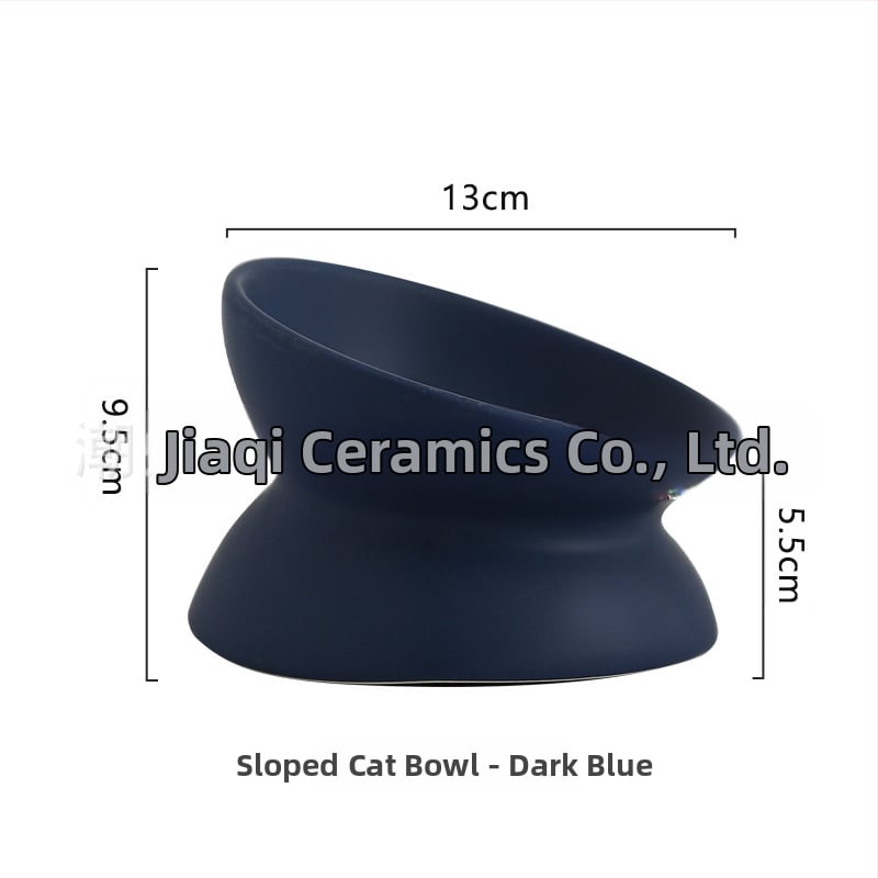 Keraminė vandens dubenėlis katėms su kaklo apsauga ir apsauga nuo apvertimo — naminių gyvūnėlių ėdalo dubuo, prekinis ženklas Pomeranian pottery